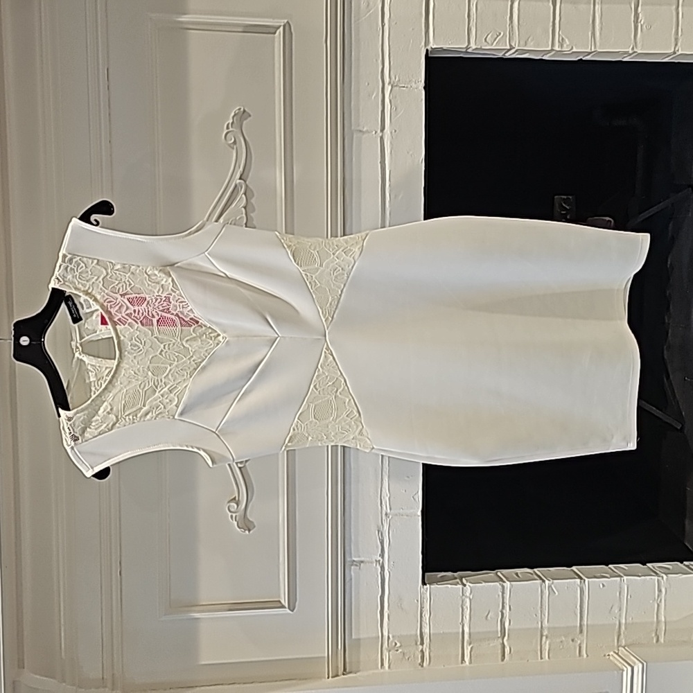 NWT: White & Ivory Lace cut-out BodyCon Dress (Adult L)